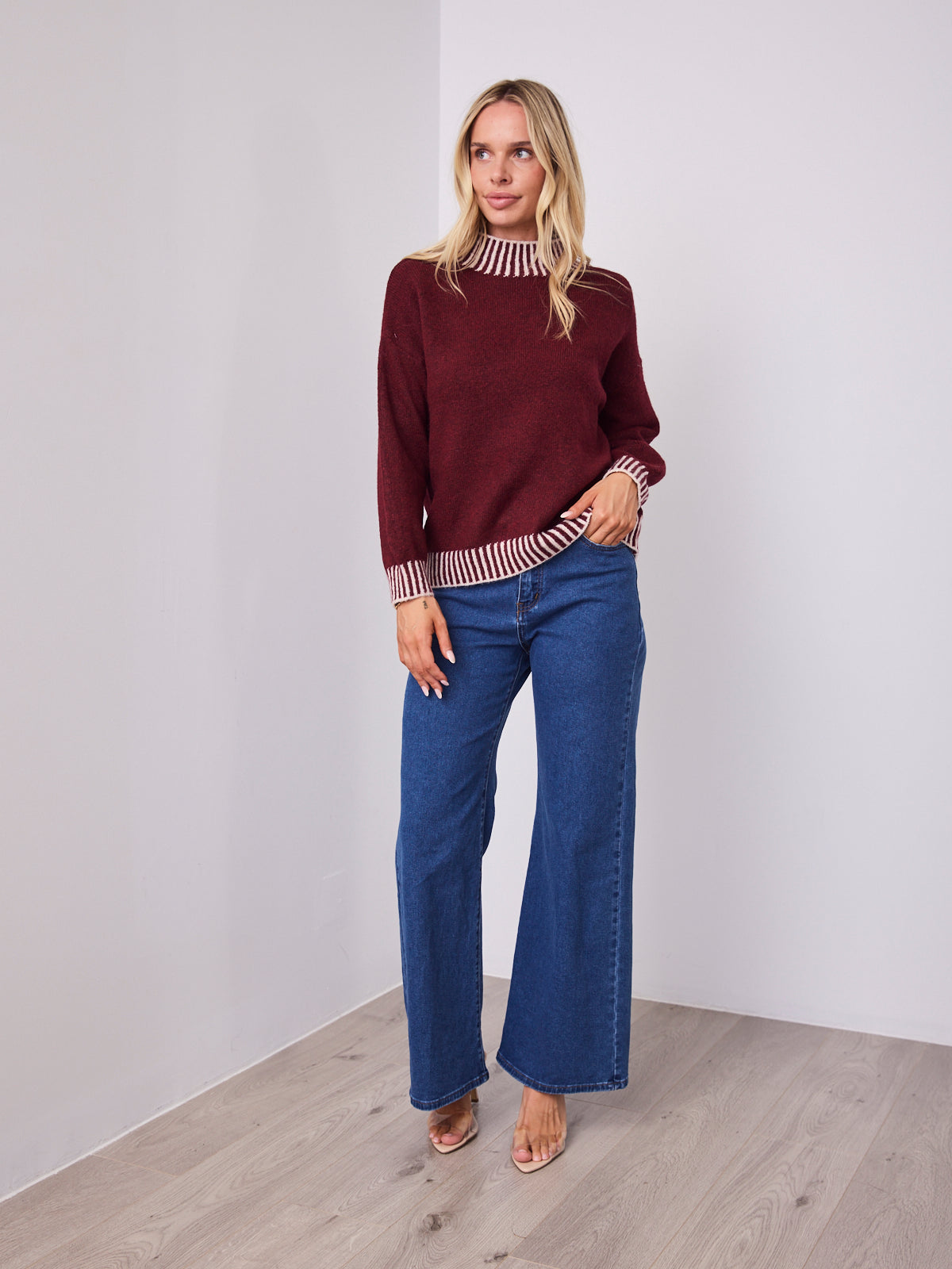 BESSIE STITCH KNIT - LATTE/WINE