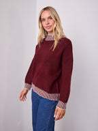 BESSIE STITCH KNIT - LATTE/WINE