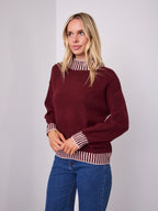 BESSIE STITCH KNIT - LATTE/WINE