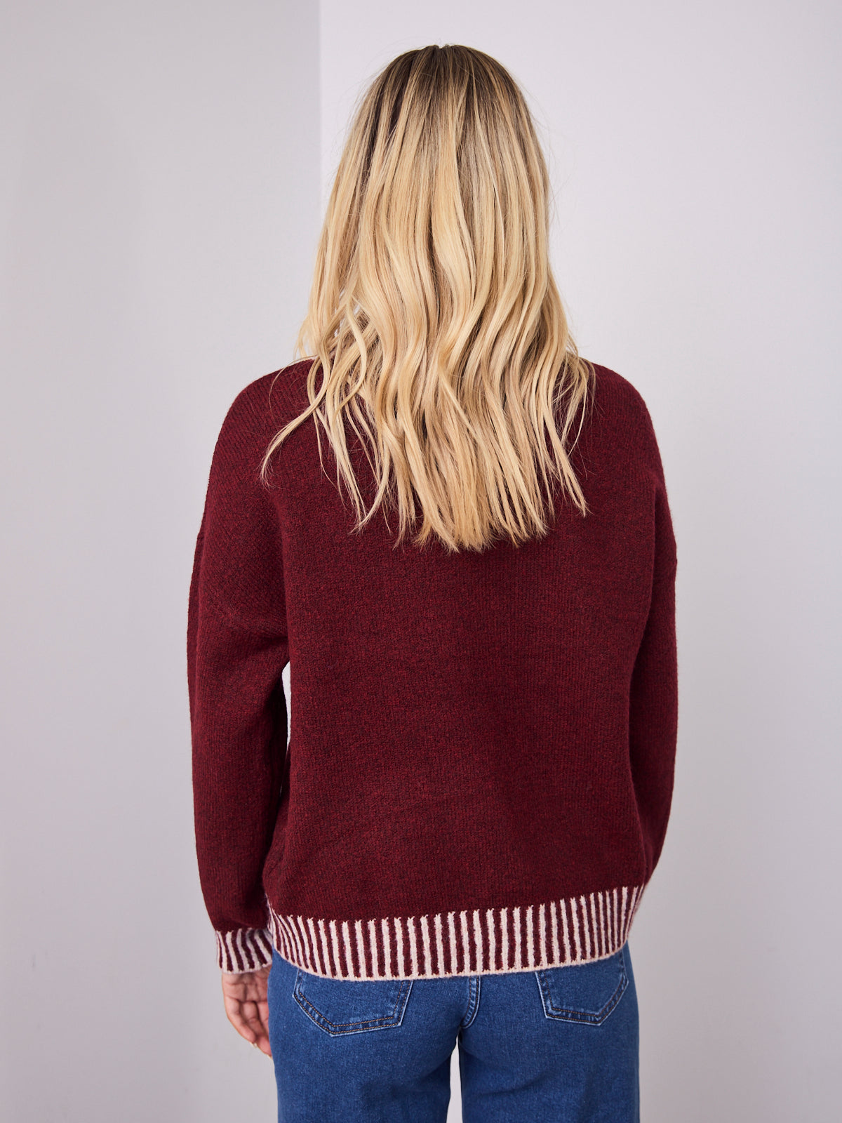 BESSIE STITCH KNIT - LATTE/WINE