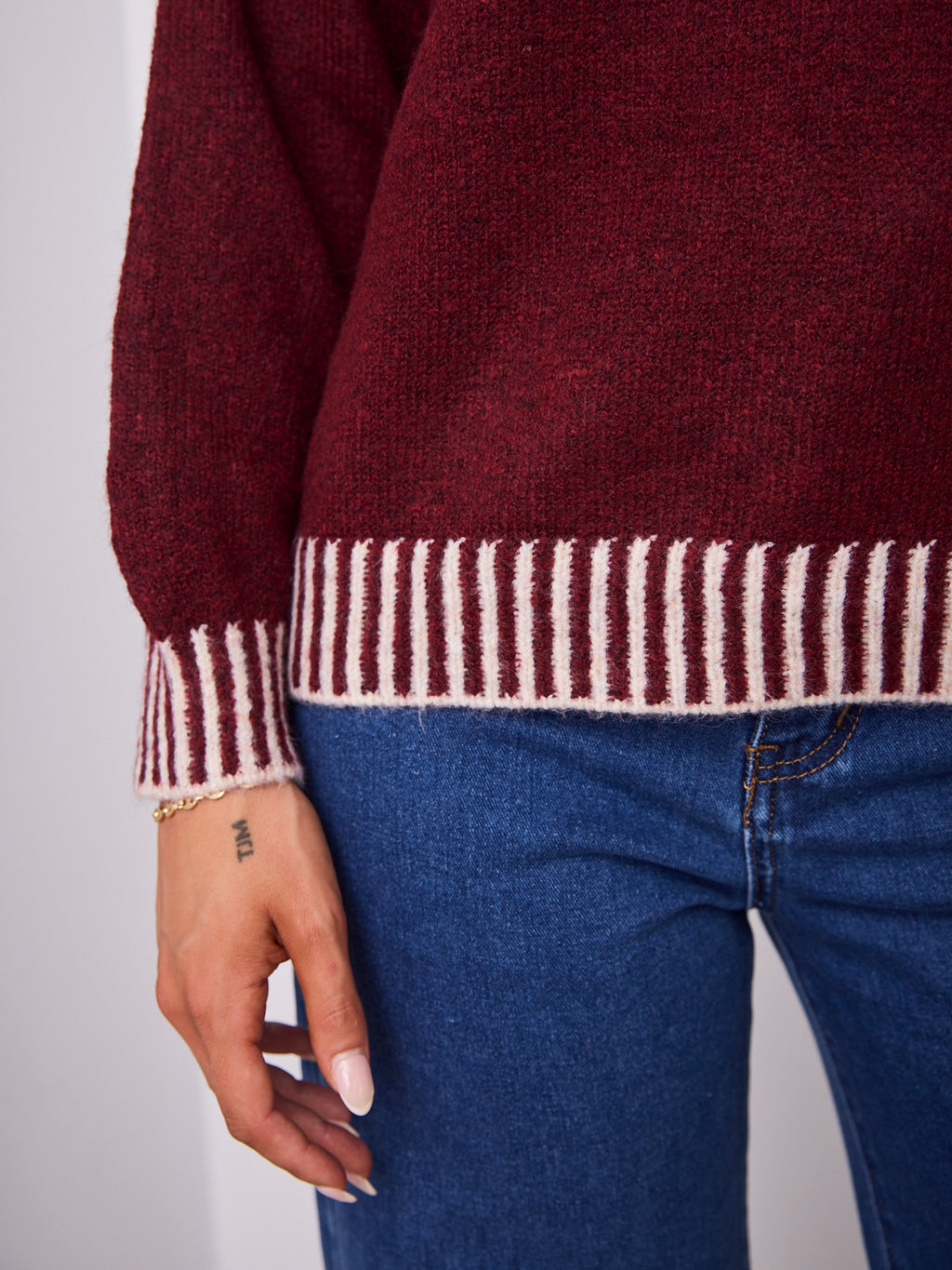 BESSIE STITCH KNIT - LATTE/WINE