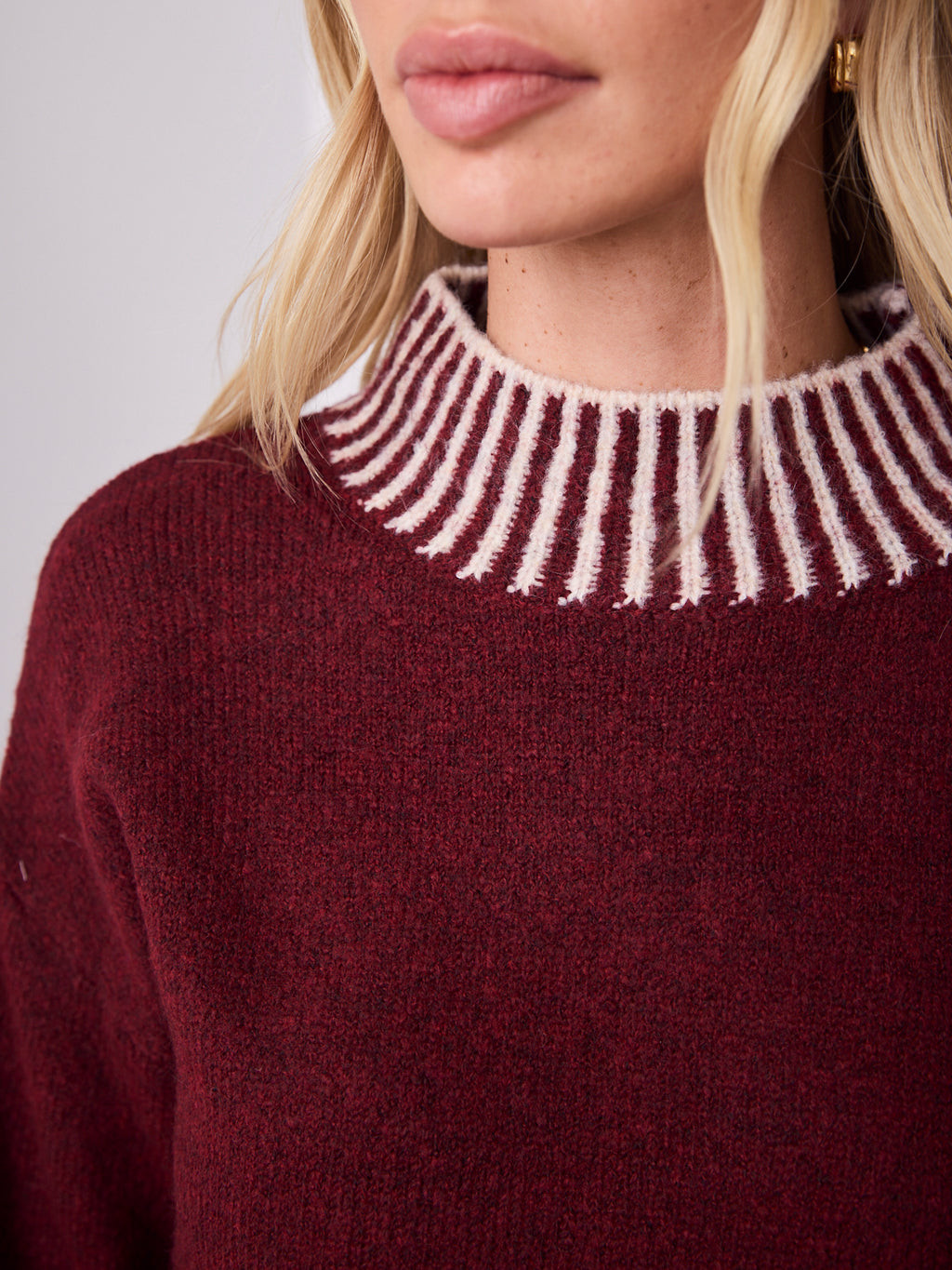 BESSIE STITCH KNIT - LATTE/WINE
