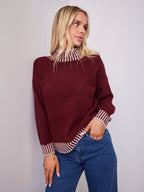 BESSIE STITCH KNIT - LATTE/WINE