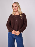 KIRA BUTTON KNIT - CHOCOLATE