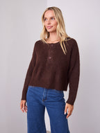 KIRA BUTTON KNIT - CHOCOLATE