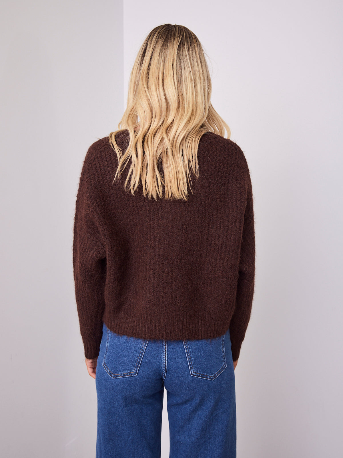 KIRA BUTTON KNIT - CHOCOLATE