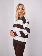 ANITA BLOCK STRIPE KNIT - CHOCOLATE/WHITE