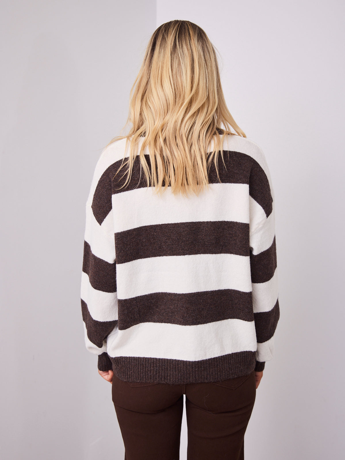ANITA BLOCK STRIPE KNIT - CHOCOLATE/WHITE