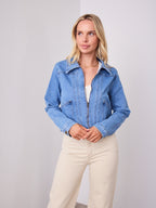 LEO ZIP DENIM JACKET - MID BLUE