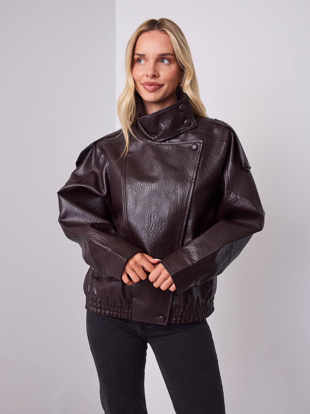 REBEL PU JACKET - CHOCOLATE