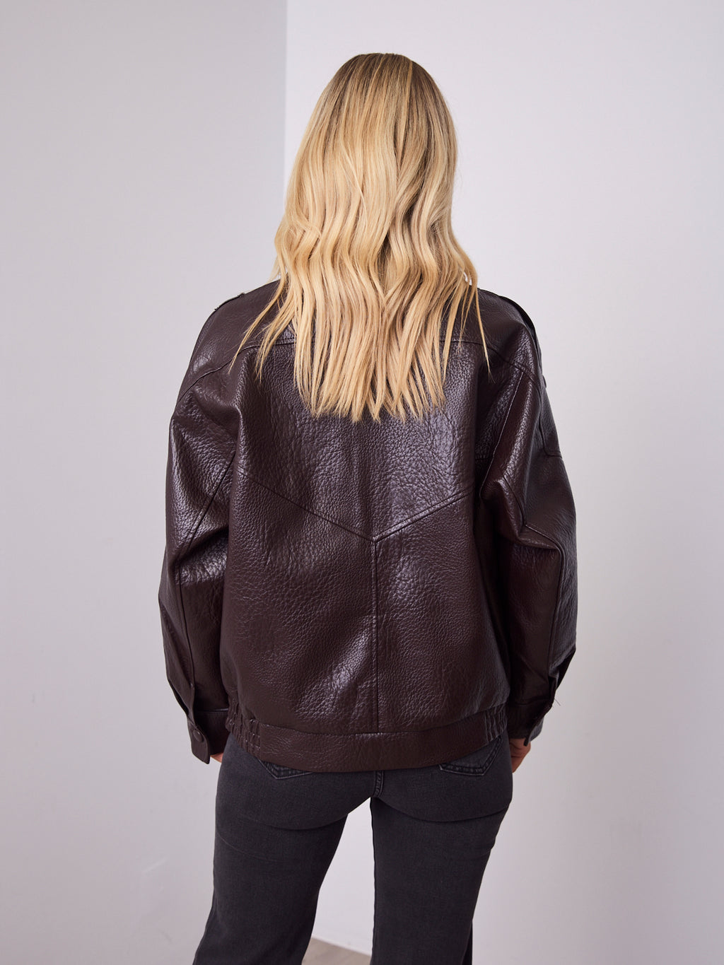 REBEL PU JACKET - CHOCOLATE