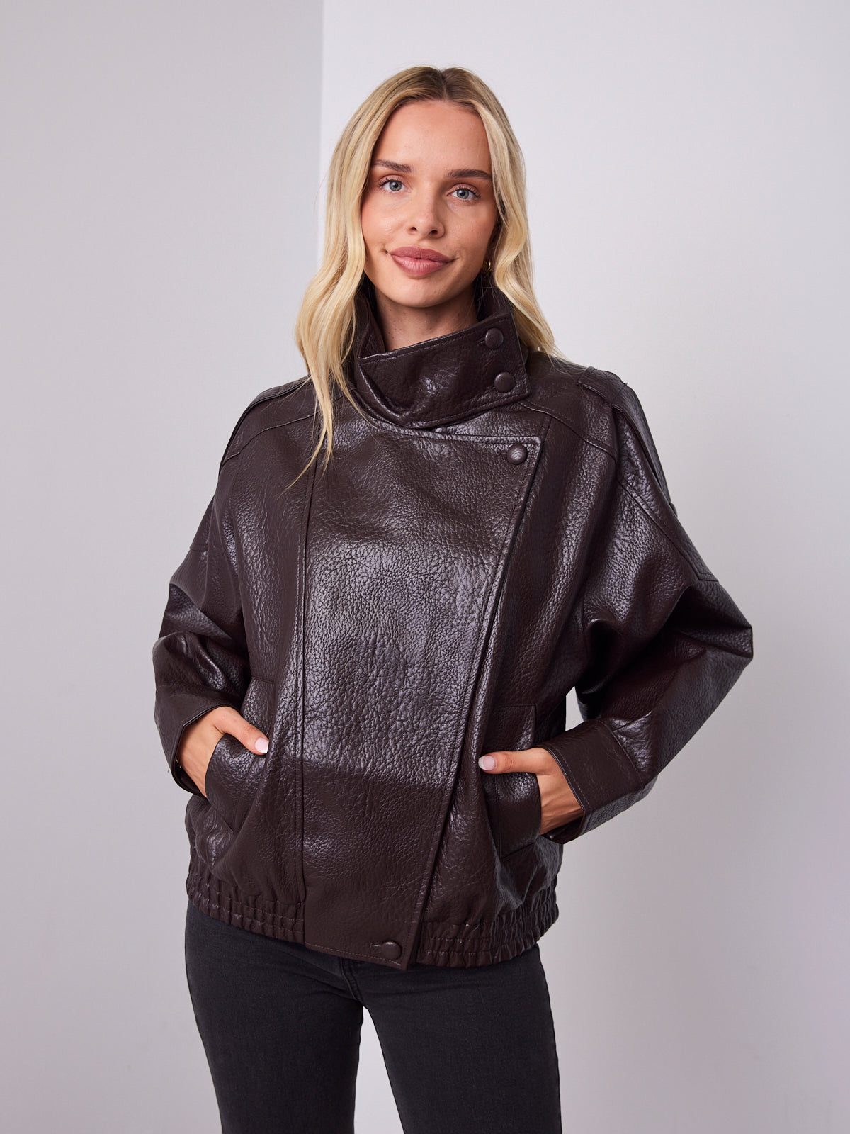 REBEL PU JACKET - CHOCOLATE