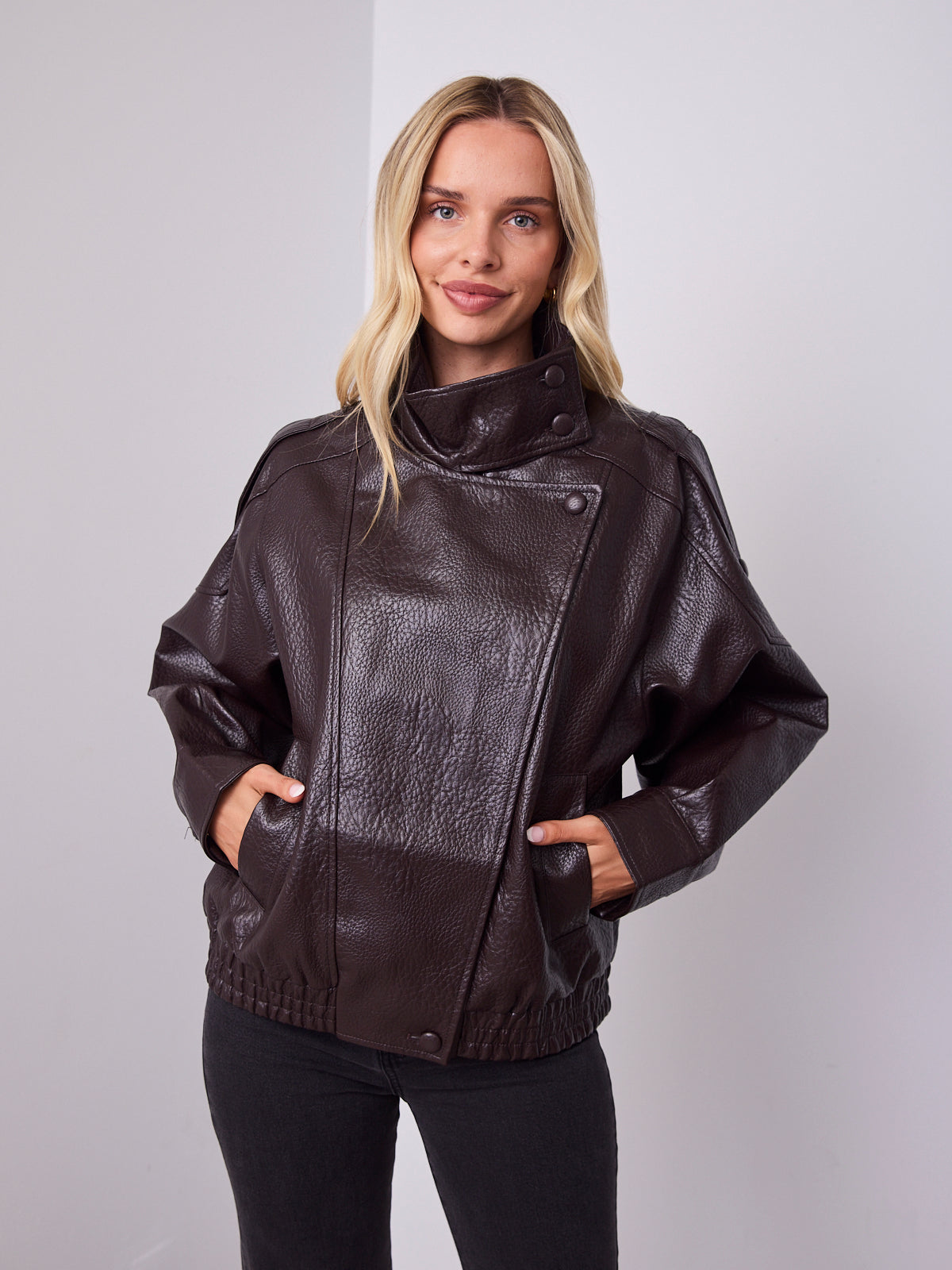 REBEL PU JACKET - CHOCOLATE