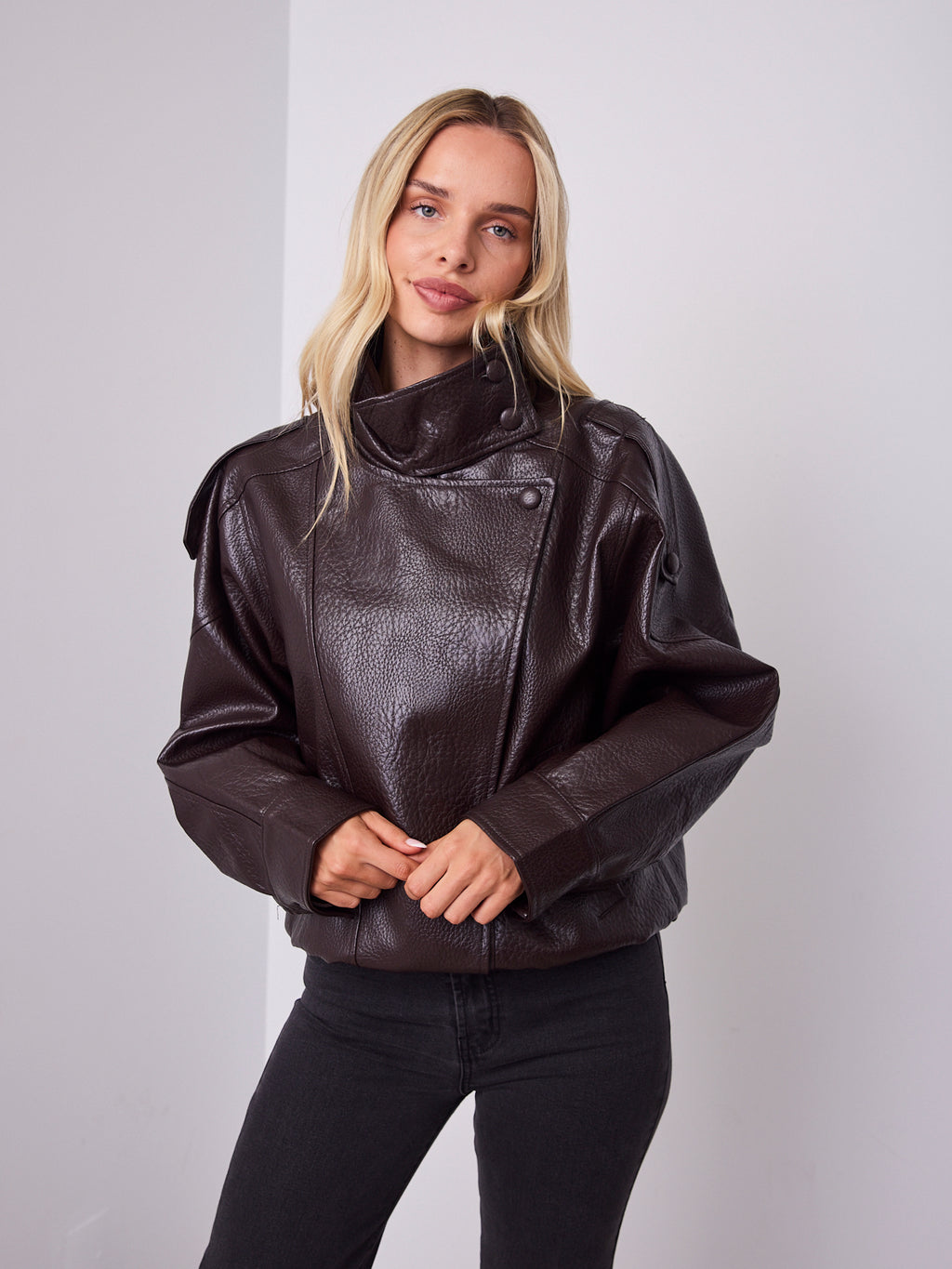 REBEL PU JACKET - CHOCOLATE