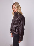 REBEL PU JACKET - CHOCOLATE