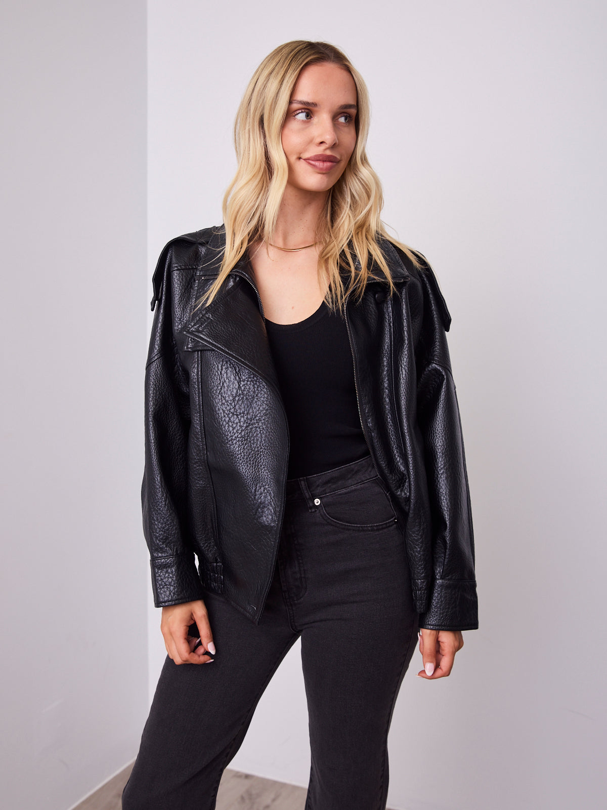 REBEL PU JACKET - BLACK