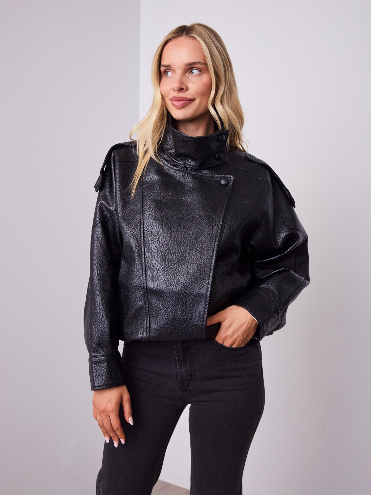 REBEL PU JACKET - BLACK