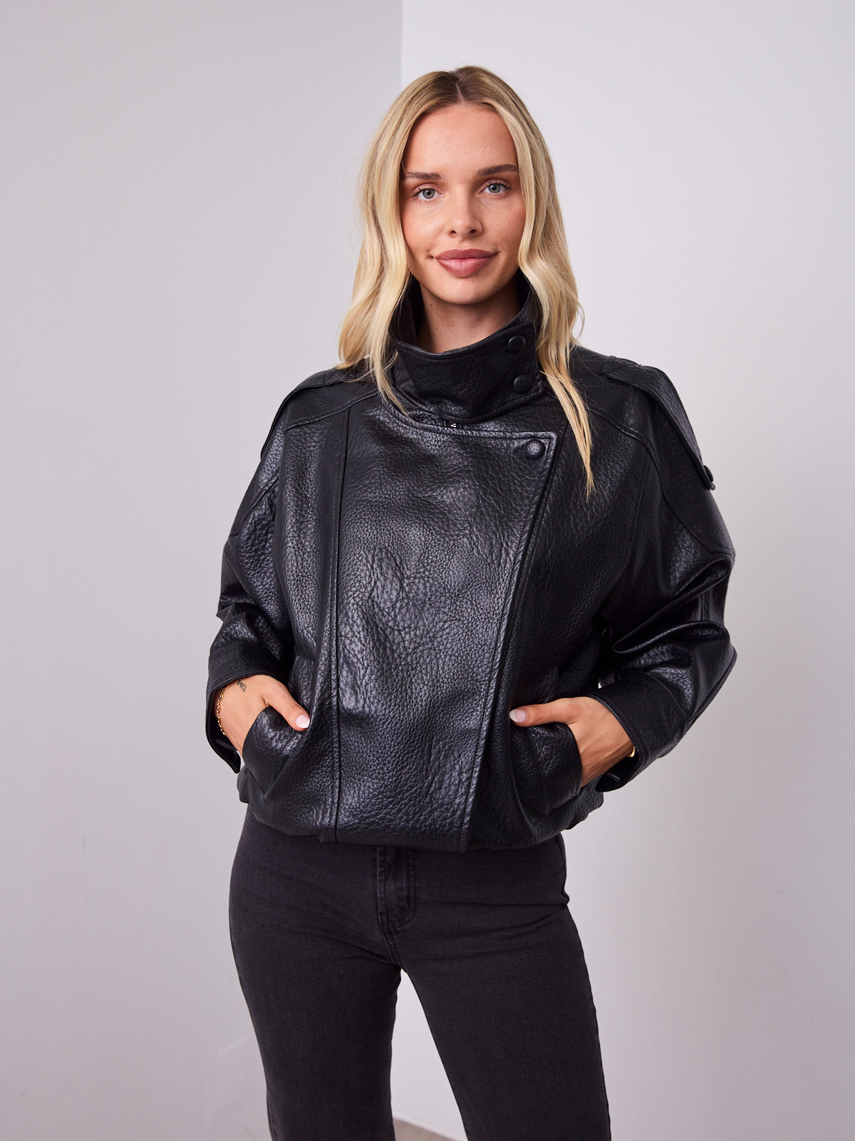 REBEL PU JACKET - BLACK