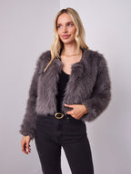 RUNE FAUX FUR JACKET - GREY