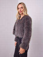 RUNE FAUX FUR JACKET - GREY