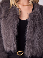RUNE FAUX FUR JACKET - GREY