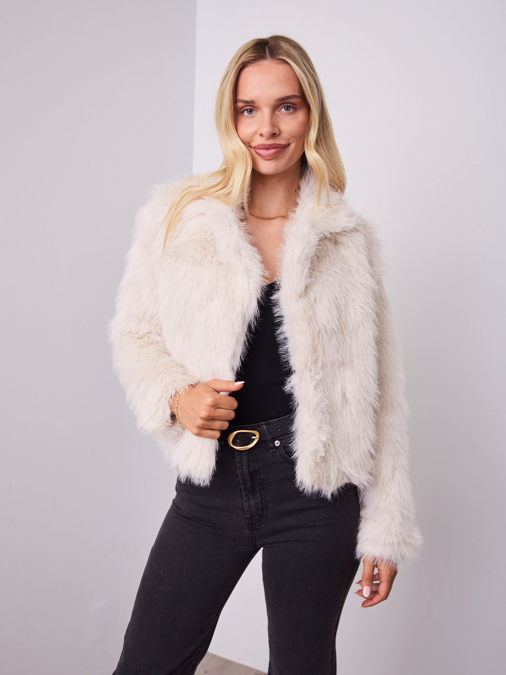 CHICAGO FAUX FUR JACKET - CREAM