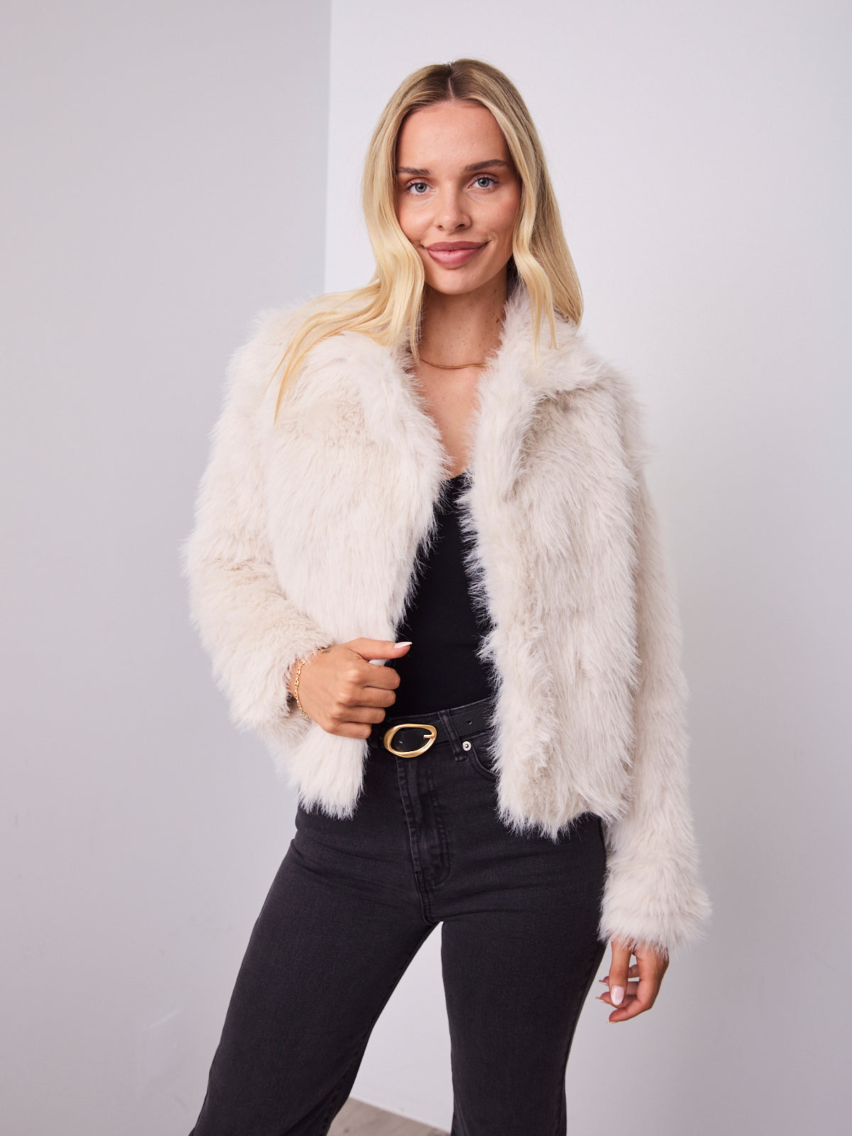 CHICAGO FAUX FUR JACKET - CREAM