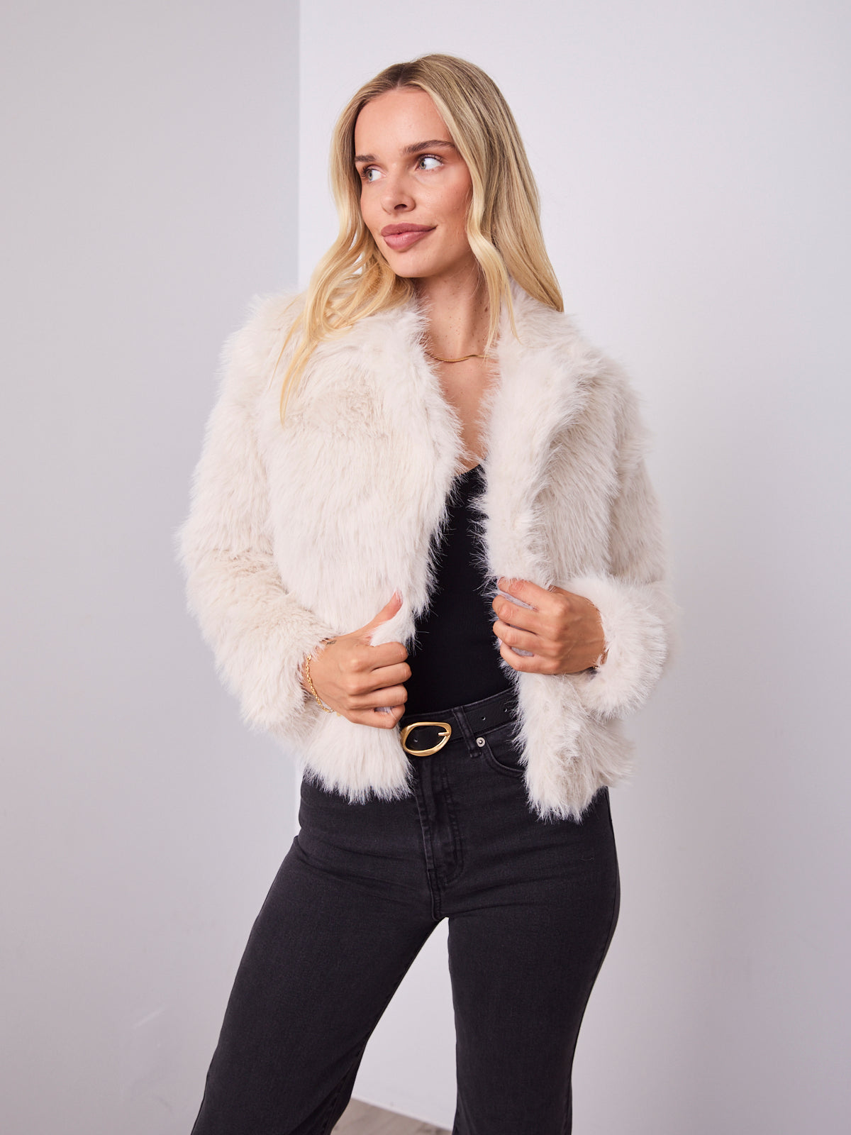 CHICAGO FAUX FUR JACKET - CREAM