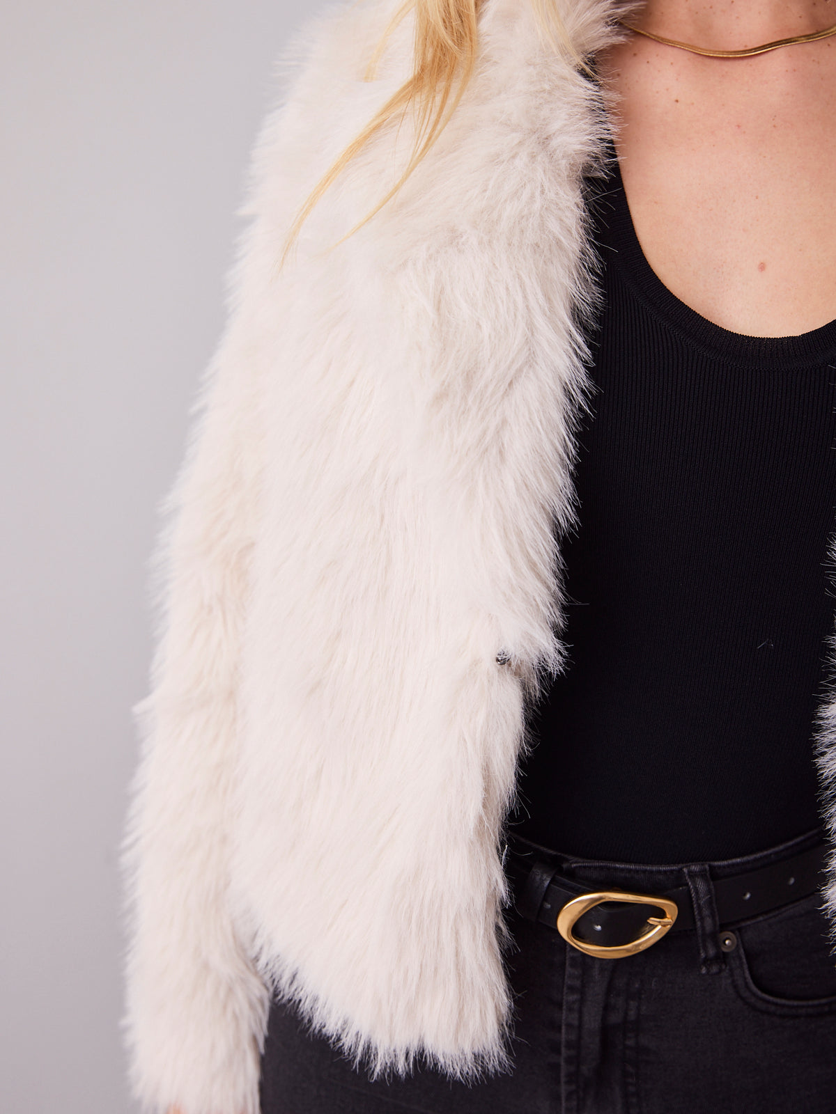CHICAGO FAUX FUR JACKET - CREAM