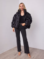 KYLIE PLAIT PUFFER JACKET - BLACK