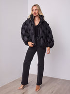 KYLIE PLAIT PUFFER JACKET - BLACK