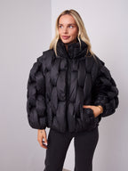 KYLIE PLAIT PUFFER JACKET - BLACK