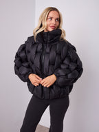 KYLIE PLAIT PUFFER JACKET - BLACK
