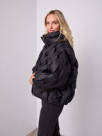 KYLIE PLAIT PUFFER JACKET - BLACK