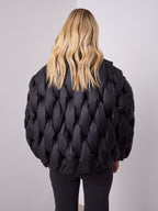 KYLIE PLAIT PUFFER JACKET - BLACK
