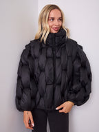 KYLIE PLAIT PUFFER JACKET - BLACK