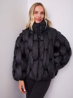 KYLIE PLAIT PUFFER JACKET - BLACK