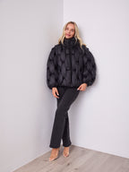 KYLIE PLAIT PUFFER JACKET - BLACK