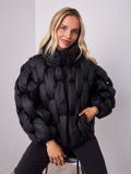 KYLIE PLAIT PUFFER JACKET - BLACK