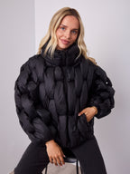 KYLIE PLAIT PUFFER JACKET - BLACK