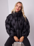 KYLIE PLAIT PUFFER JACKET - BLACK
