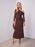 MONET LONG SLEEVE MAXI DRESS - CHOCOLATE