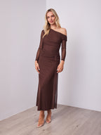 MONET LONG SLEEVE MAXI DRESS - CHOCOLATE