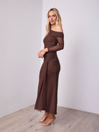 MONET LONG SLEEVE MAXI DRESS - CHOCOLATE