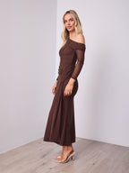 MONET LONG SLEEVE MAXI DRESS - CHOCOLATE