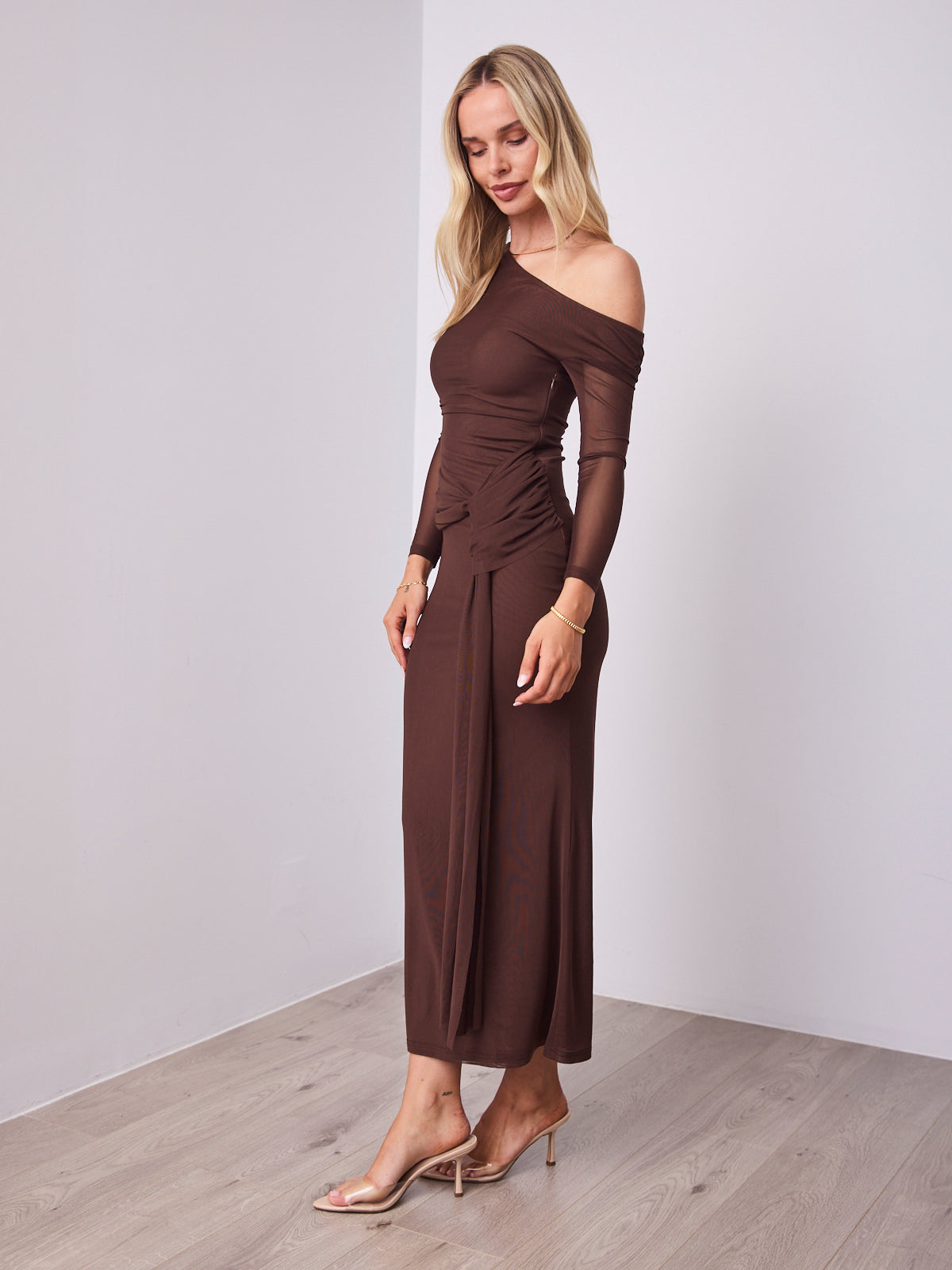 MONET LONG SLEEVE MAXI DRESS - CHOCOLATE