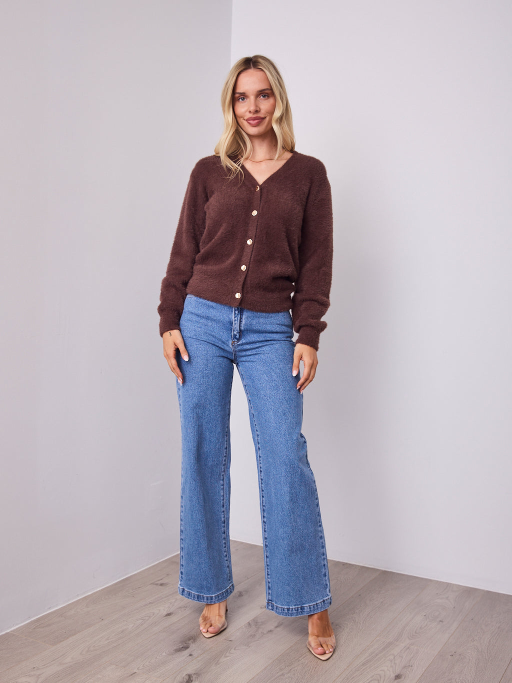 MAVI FLUFFY CARDI - CHOCOLATE