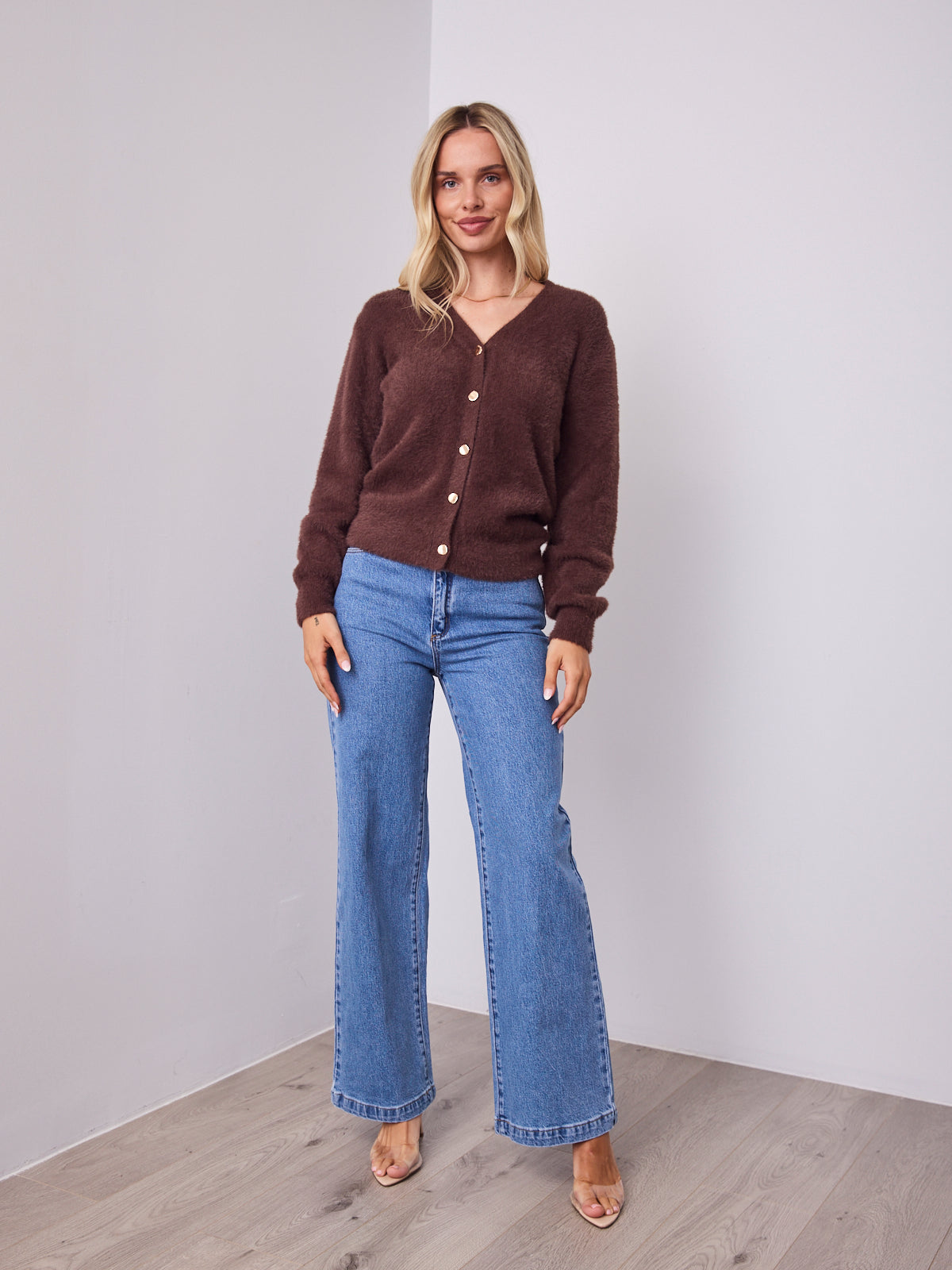 MAVI FLUFFY CARDI - CHOCOLATE