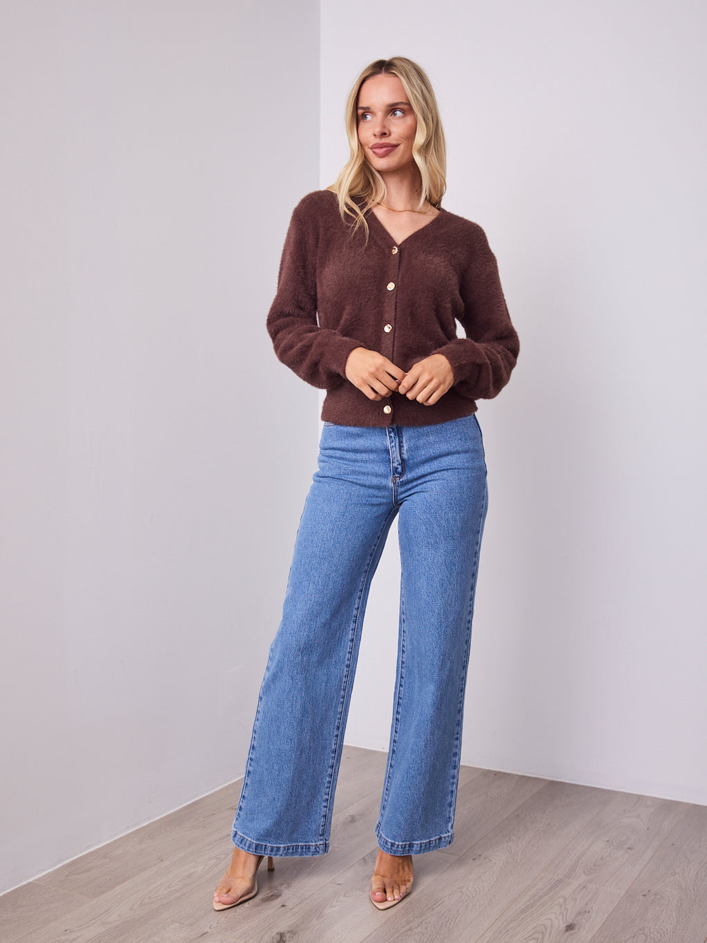 MAVI FLUFFY CARDI - CHOCOLATE