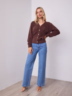 MAVI FLUFFY CARDI - CHOCOLATE